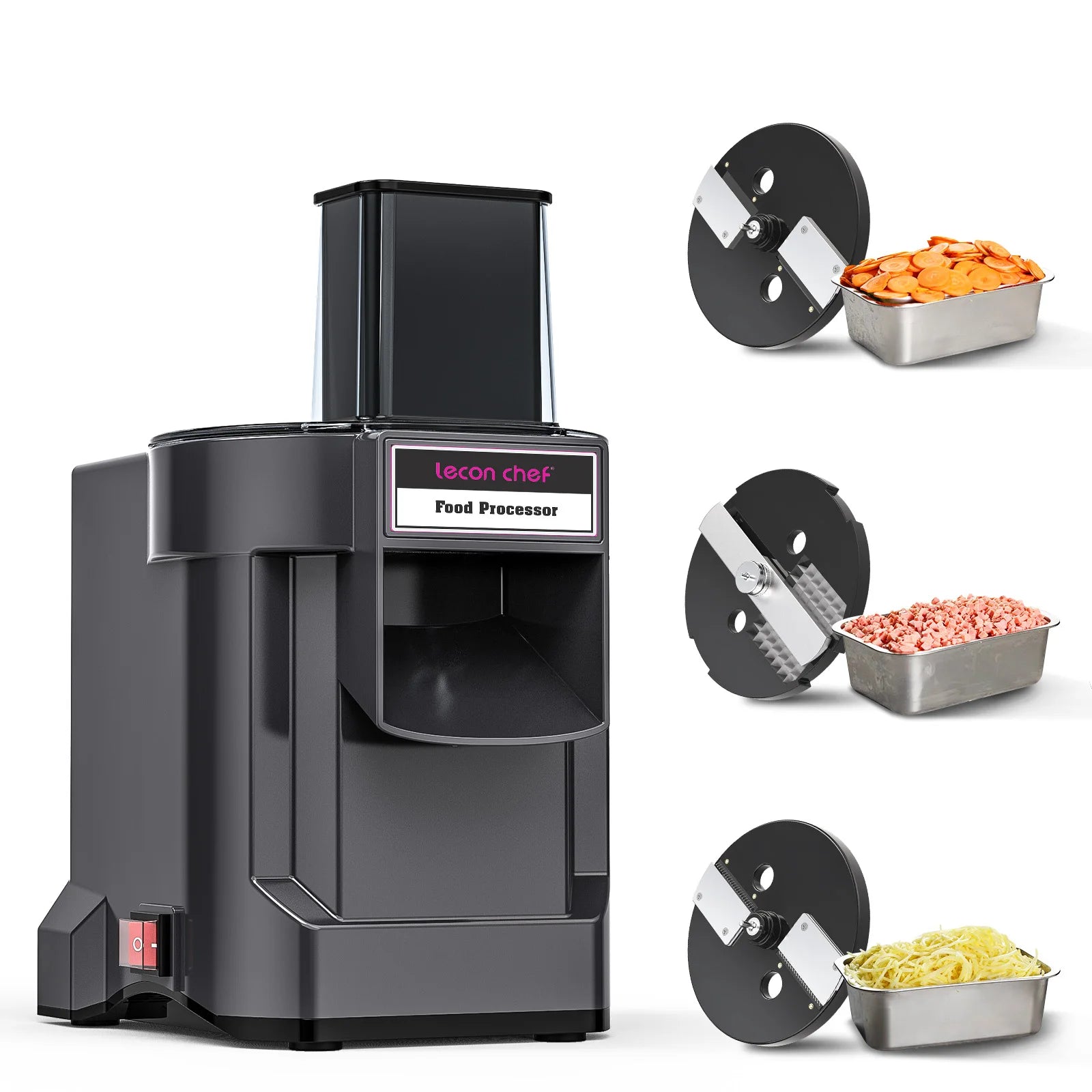 Lecon Chef 3-in-1 Electric Food Processor – Vegetable Dicer, Chopper & Slicer with 3 Stainless Steel Blades