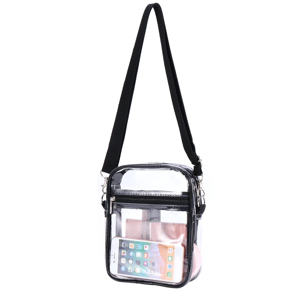 Transparent TPU Crossbody Bag — Stadium-Approved Clear Shoulder Messenger Purse for Travel, Concerts & Sports