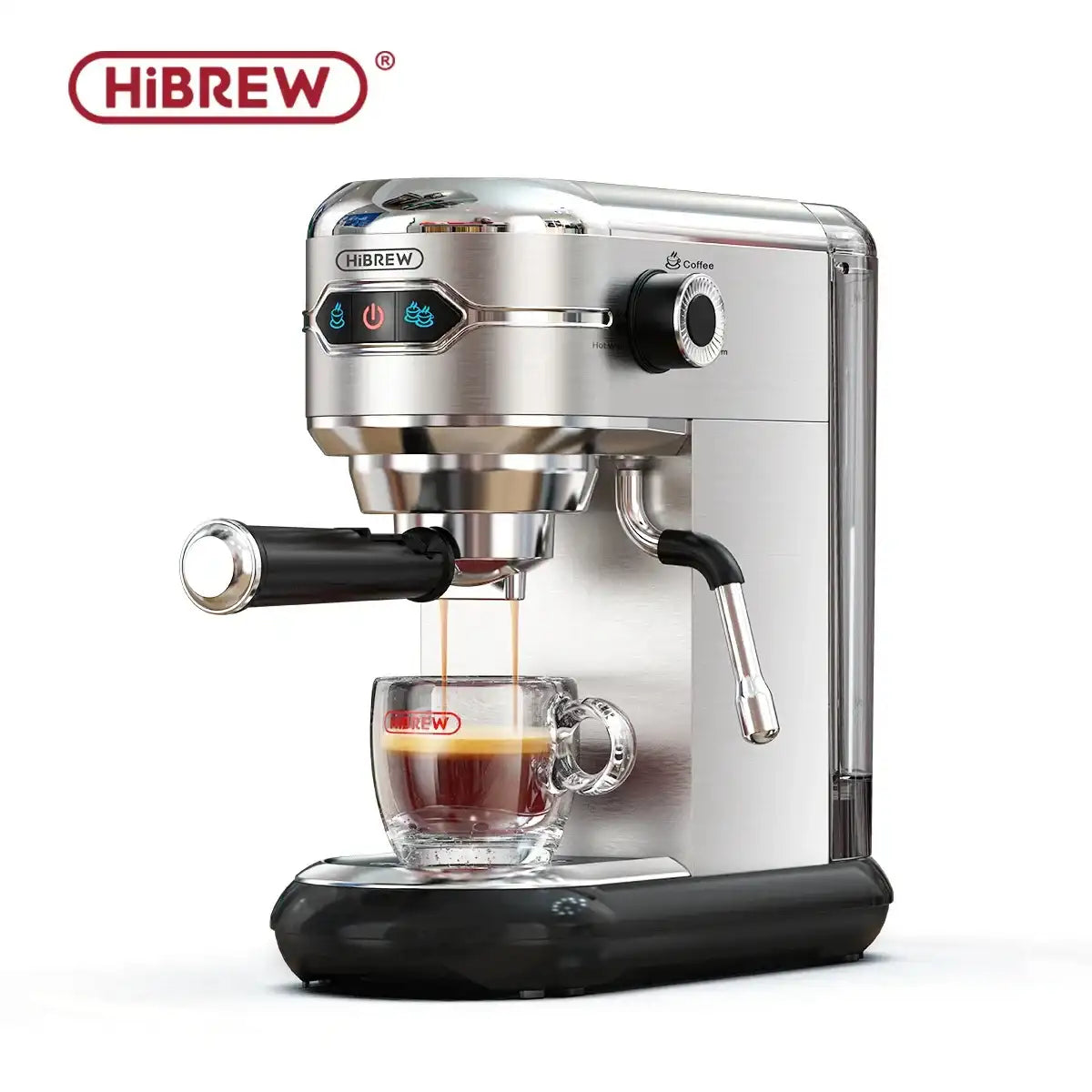 HiBREW 20 Bar Semi-Automatic Espresso Machine – Slim Stainless Steel Cafetera ESE Pod & Ground Coffee, Hot Water Tap (H11)