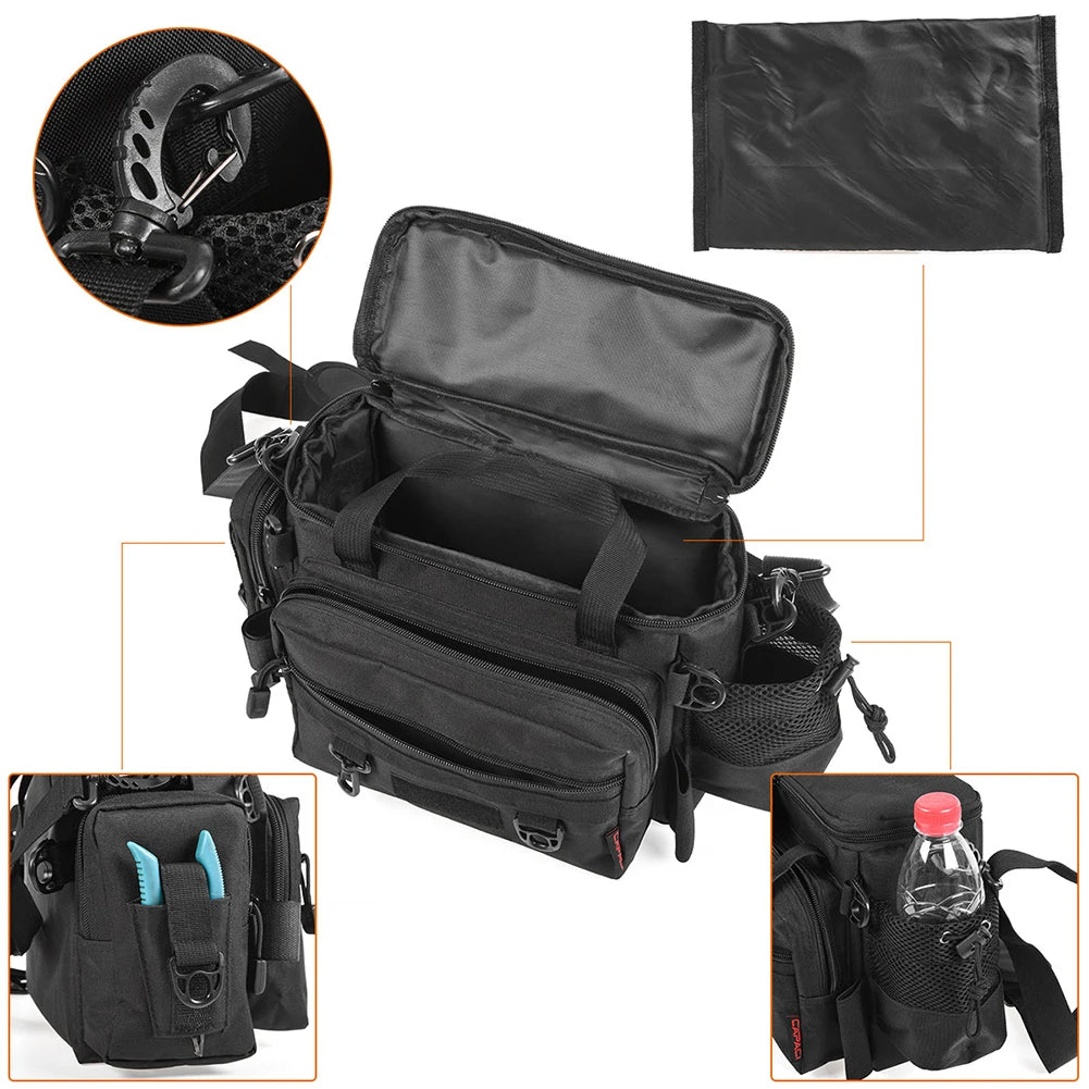 Waterproof Oxford fishing tackle bag – multi-purpose waist & shoulder storage case for reels, lures & outdoor gear