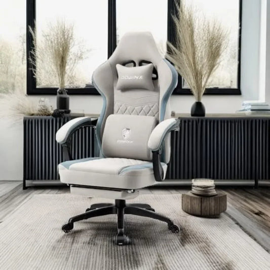 Ergonomic Gaming Chair – Breathable Fabric Gamer Seat with Gel Pad, Pocket Spring Cushion & Storage Bag for Comfort