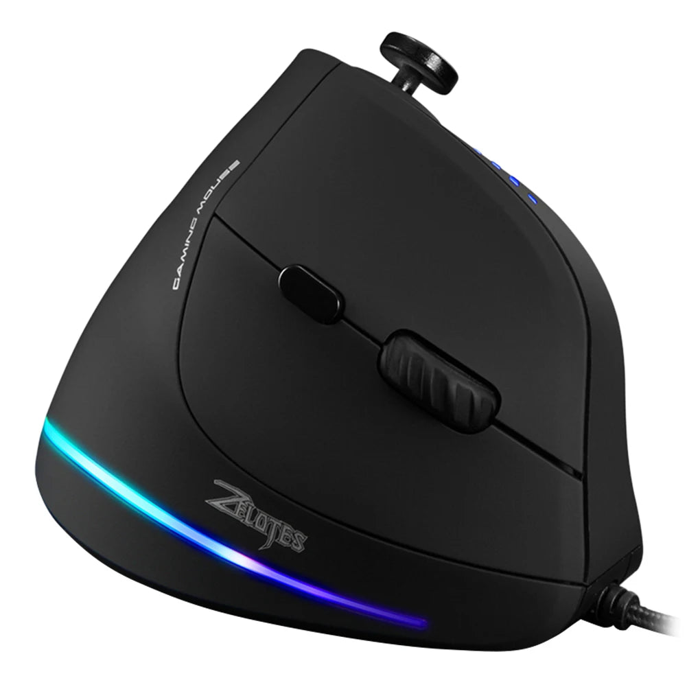 Zelotes C-18 Vertical Gaming Mouse – 10,000 DPI Adjustable RGB Optical Wired USB Ergonomic Mouse