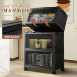 3-4-5-Layer Multifunction Folding Storage Cabinet with Wheels – Stackable Large Capacity Organizer