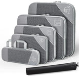 3-6 pcs Compressed Packing Cubes Travel Storage Organizer Set with Shoe Bag & Mesh Visual Luggage Set