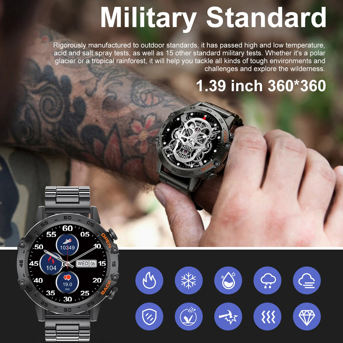 LIGE 1.39" Smart Watch for Men – Bluetooth Calling, Waterproof, Real-Time Heart Rate & Custom Dials