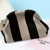Contrast-Color Crochet Cloud Handbag for Women – Small Woven Shoulder Bag & Crossbody Bag