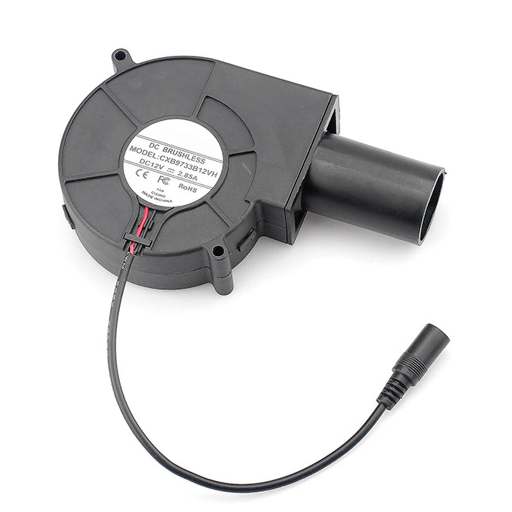 “DC 12V BBQ Blower Fan – 6000RPM Charcoal Chimney Starter with Variable Speed Controller for Outdoor Barbecue & Smelting”