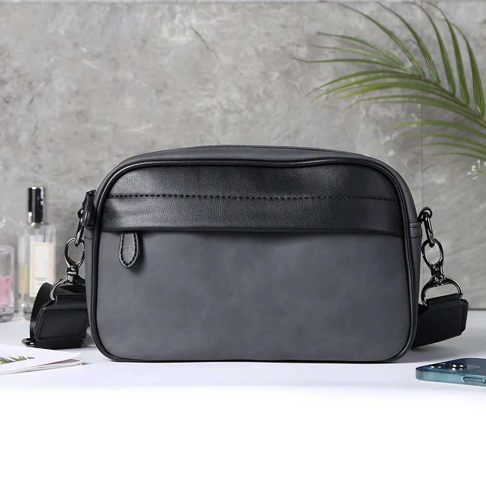 Men’s Casual Business Crossbody Bag – Classic Plaid Small Square Shoulder Satchel with Wide Strap for Work & Travel
