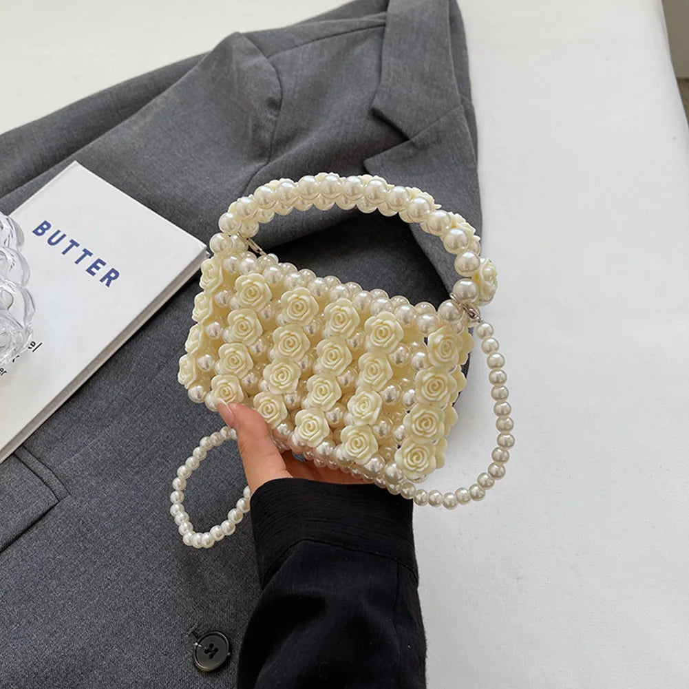 French Pearl Beaded Evening Clutch – Women’s Sweet Crossbody Bag for Weddings, Parties & Elegant Events