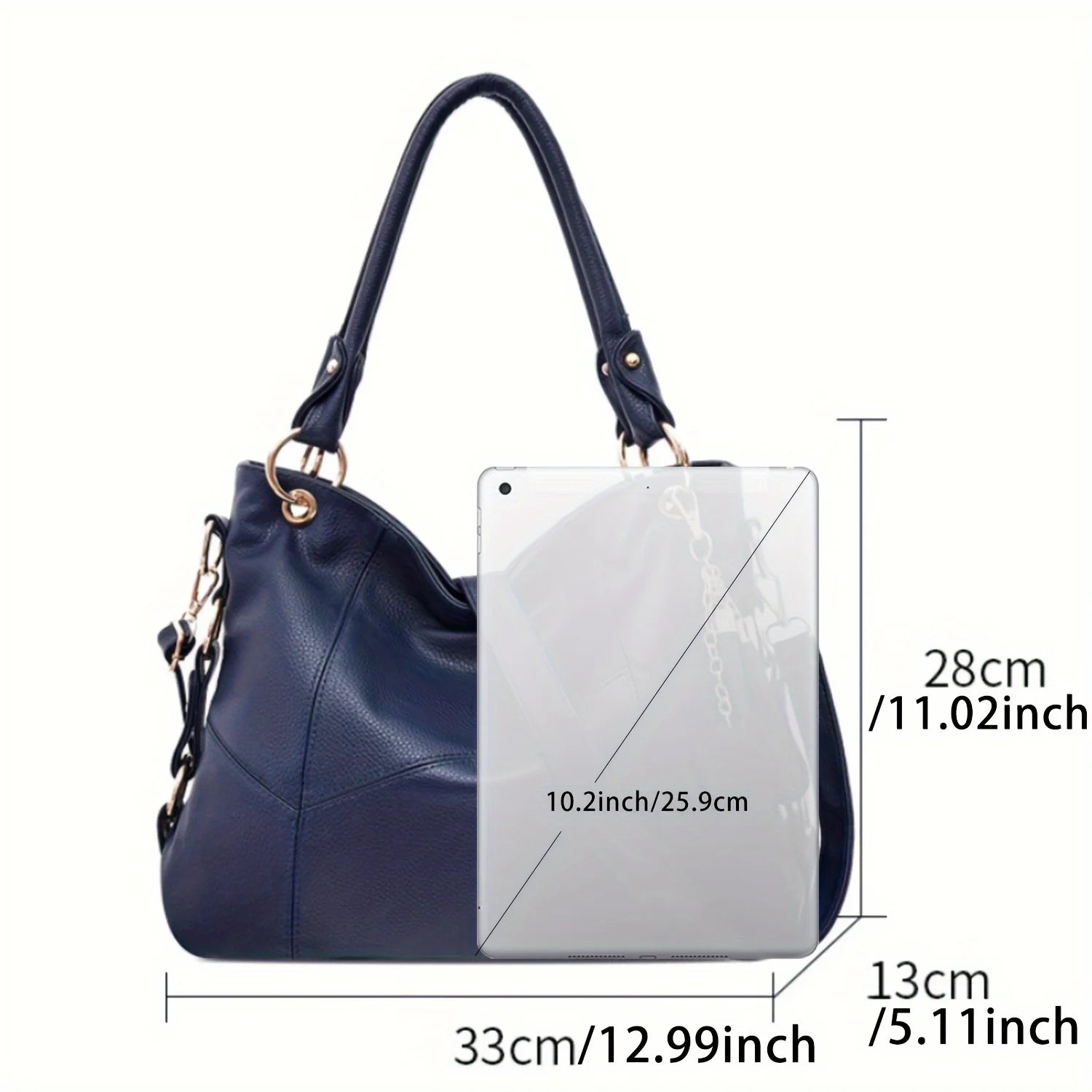 Classic Design Soft Leather Hobo Bag – 2-Way Carry Large Capacity Tote & Crossbody with Trendy Keychain 👜✨