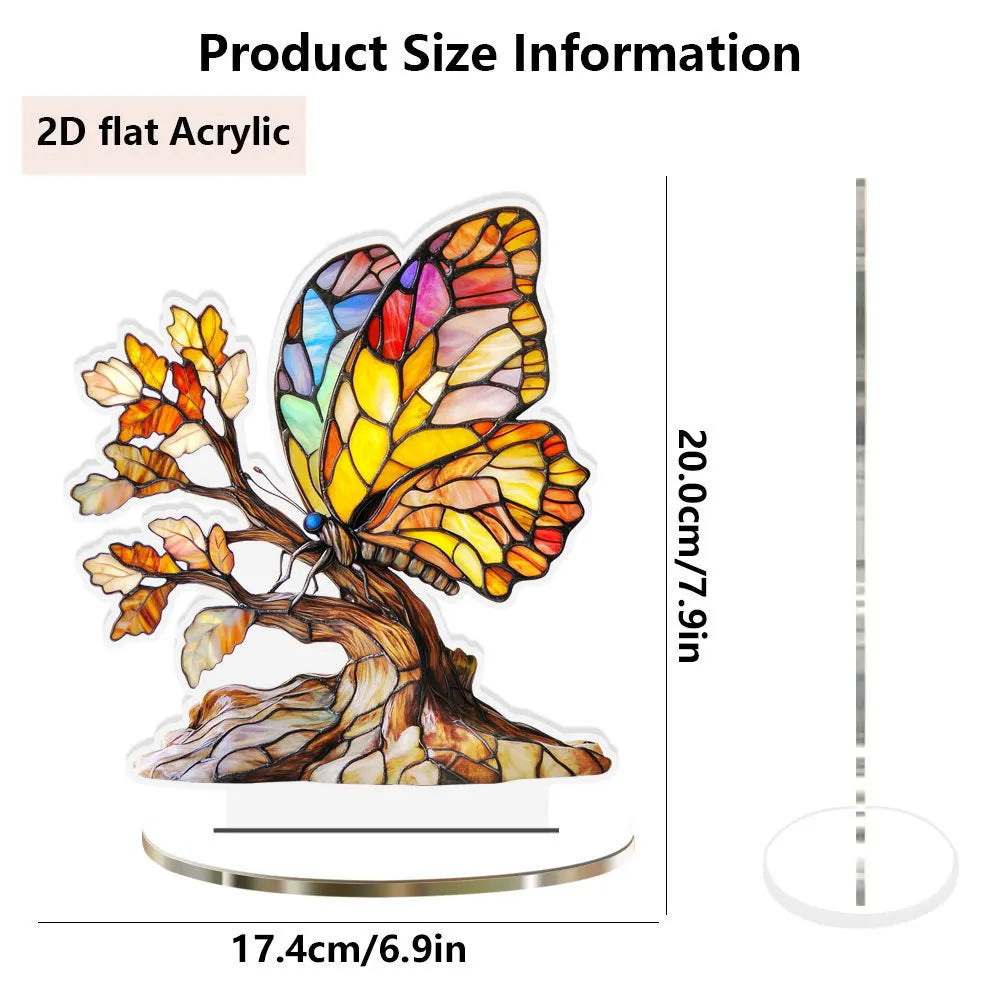 Colorful Acrylic Animal Figurines – 2D Flat Owl & Rooster Decorative Plaques with Base Stand | Modern Tabletop Décor