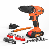 45 Nm Cordless Drill Kit with 2 Batteries – 25+1 Torque Electric Drill / Screwdriver / Impact Driver (29-Piece Set)
