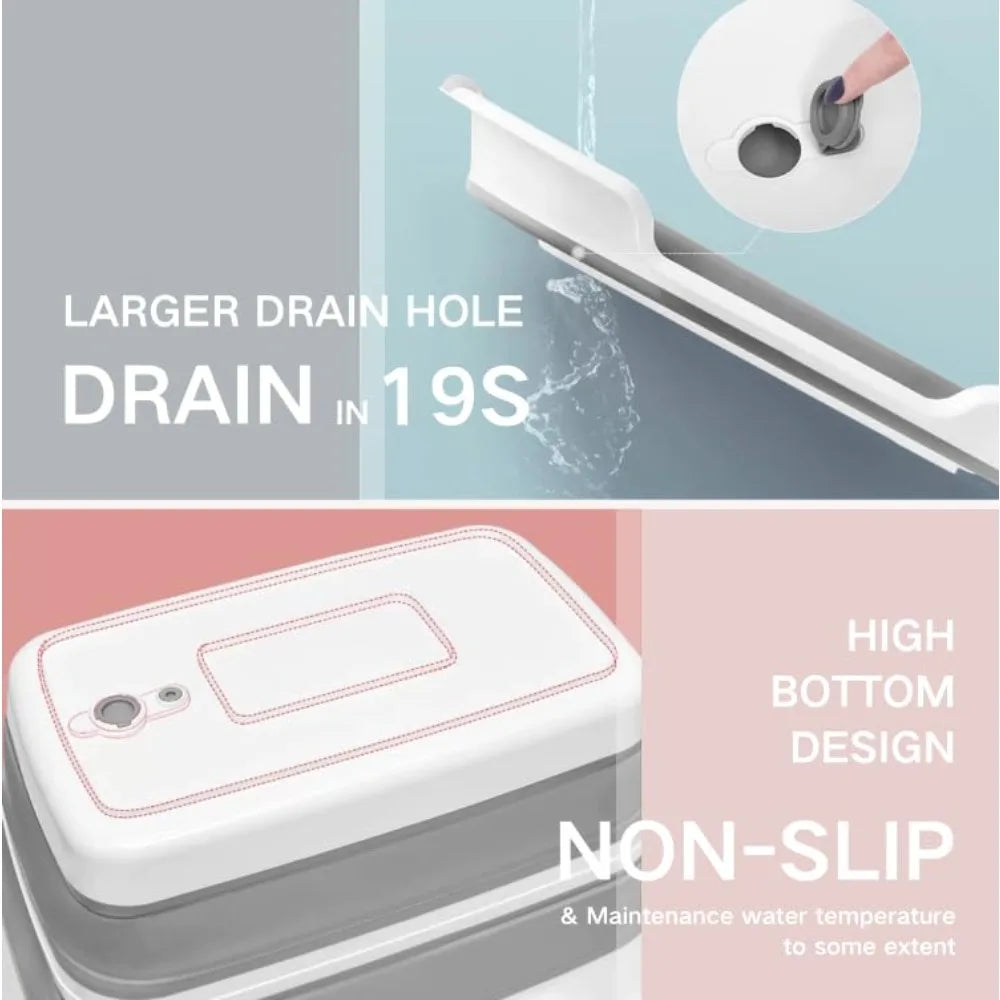 Foldable Pet Bathtub with Drain Plug – Portable Space-Saving Bath Tub for Puppies, Small Dogs & Cats