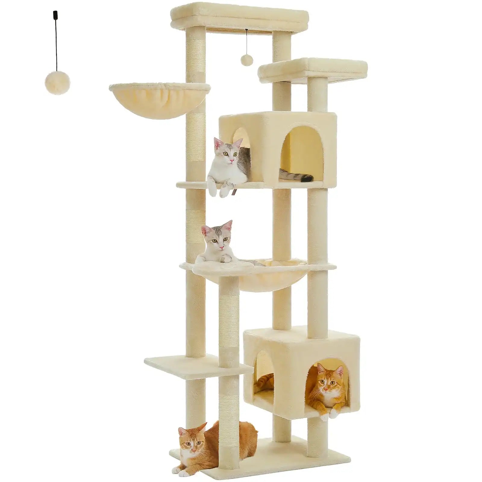 Large Cat Tree Tower for Indoor Cats – Multi-Level Plush Cat Condo with Scratching Posts, Boards, Perches & Caves