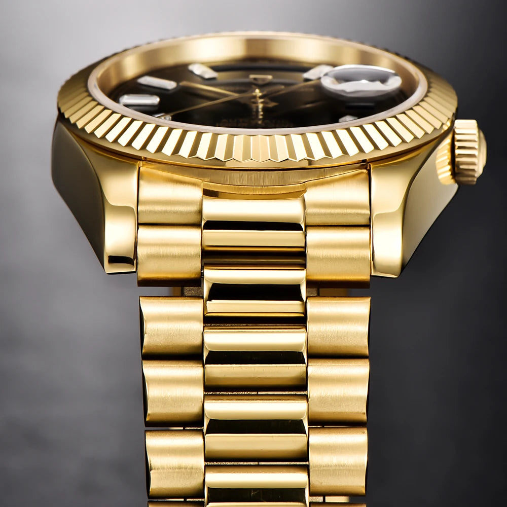 “Pagani Design DD36 Gold Black Automatic Mechanical Watch for Men – 2025 Luxury Sapphire Glass Wristwatch”
