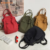 Simple Canvas College Schoolbag – Vintage Solid-Color Backpack for Students & Women | Large-Capacity 2024 Casual Bookbag