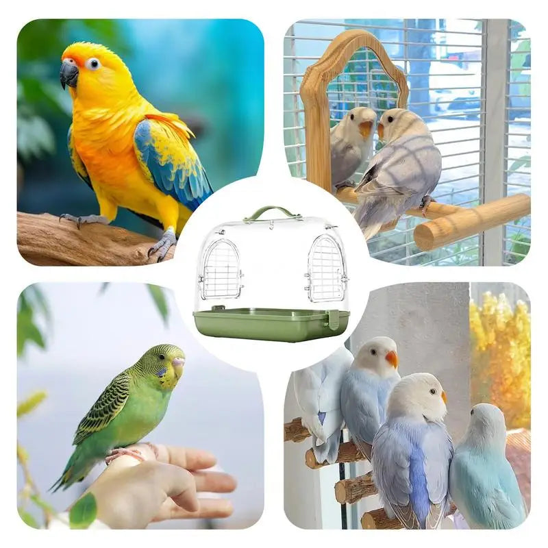Travel Bird Cage & Portable Bird Carrier Backpack – Clear Transparent Backpack with Perch & Ventilation for Cockatiel, Parrot & Small Birds