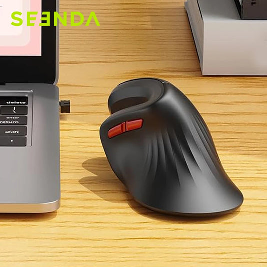 Seenda Ergonomic Vertical Mouse with Jiggler – Dual-Mode Wireless Mouse for PC, Laptop & Mac, 2.4G + Bluetooth, Wrist-Strain Relief