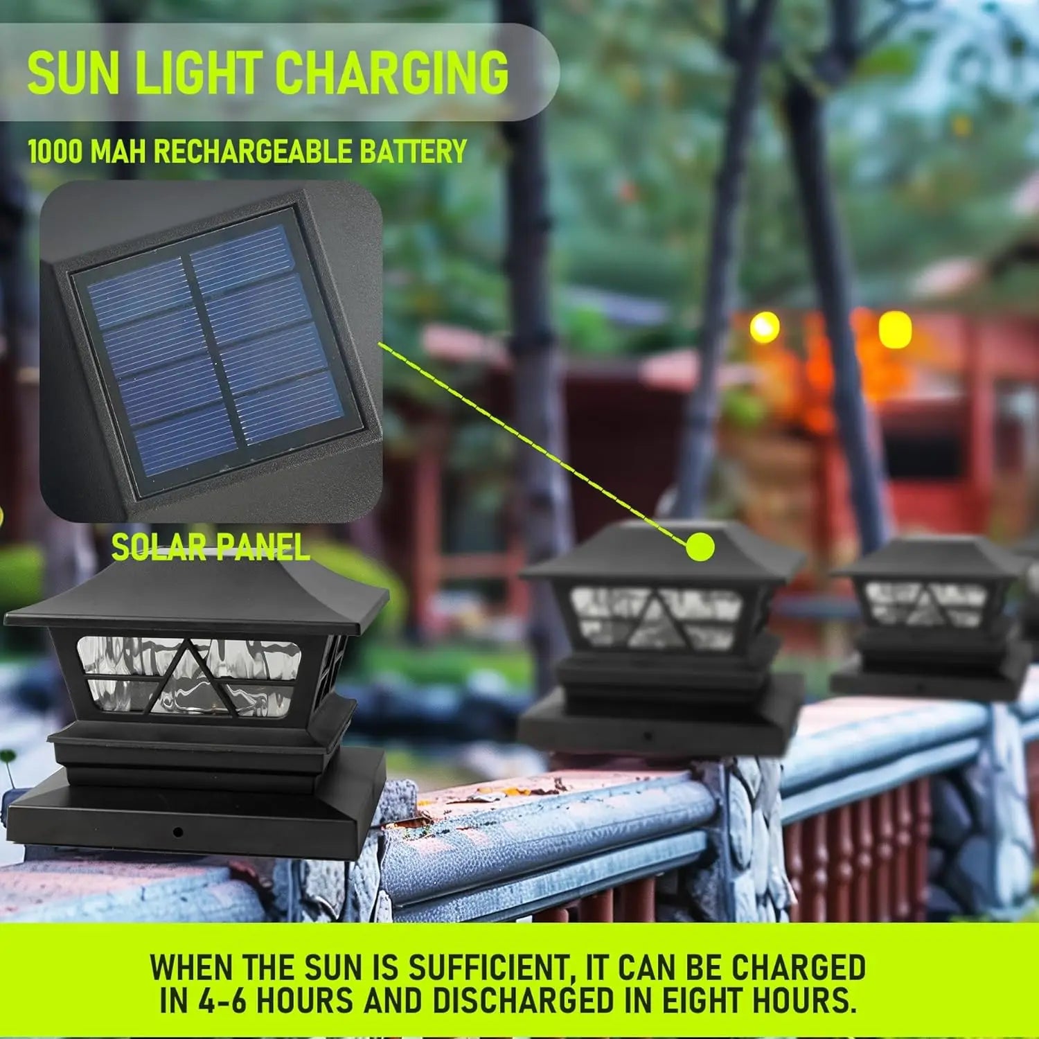 4-Pack Solar Fence Post Lights – Dual-Mode Waterproof Color-Changing Lights (Warm & Cool White) for 4x4 / 5x5 / 6x6 Wooden Posts