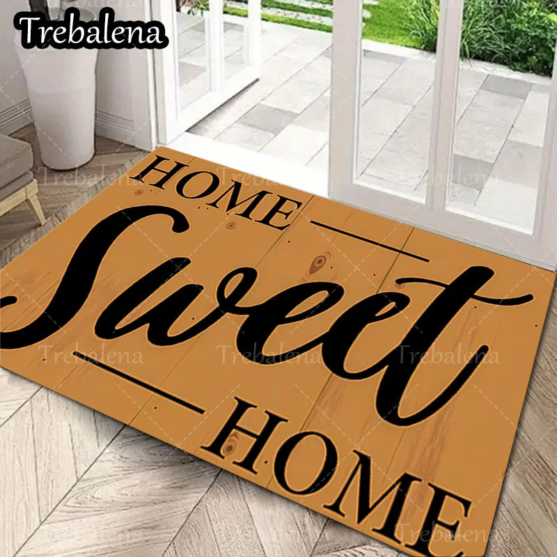“Home Sweet Home” Welcome Door Mat – Indoor/Outdoor Entryway Rug (Non-Slip, Easy-Clean)