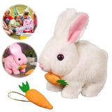 2Pcs Electric Bunny Toy Set – Cute Interactive Rabbit Plushies with Carrot, Walking Wiggle Ears Simulation Toys for Kids Gifts