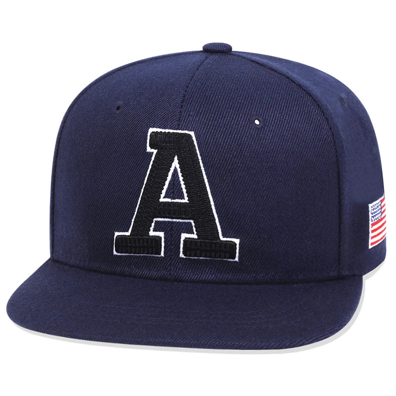 Unisex “A” Embroidered Baseball Cap – USA Flag Patch Hip-Hop Adjustable Hat for Outdoor & Casual Wear