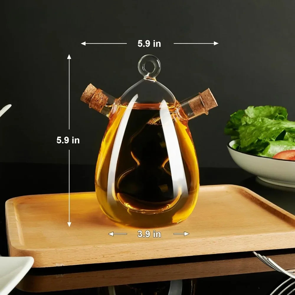 2-in-1 Oil & Vinegar Dispenser Bottle with Cork Stoppers – Olive Oil & Vinegar Cruet Set