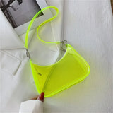 Clear Jelly Shoulder Bag for Women – Small Zipper Under-arm Purse Transparent Fashion Handbag