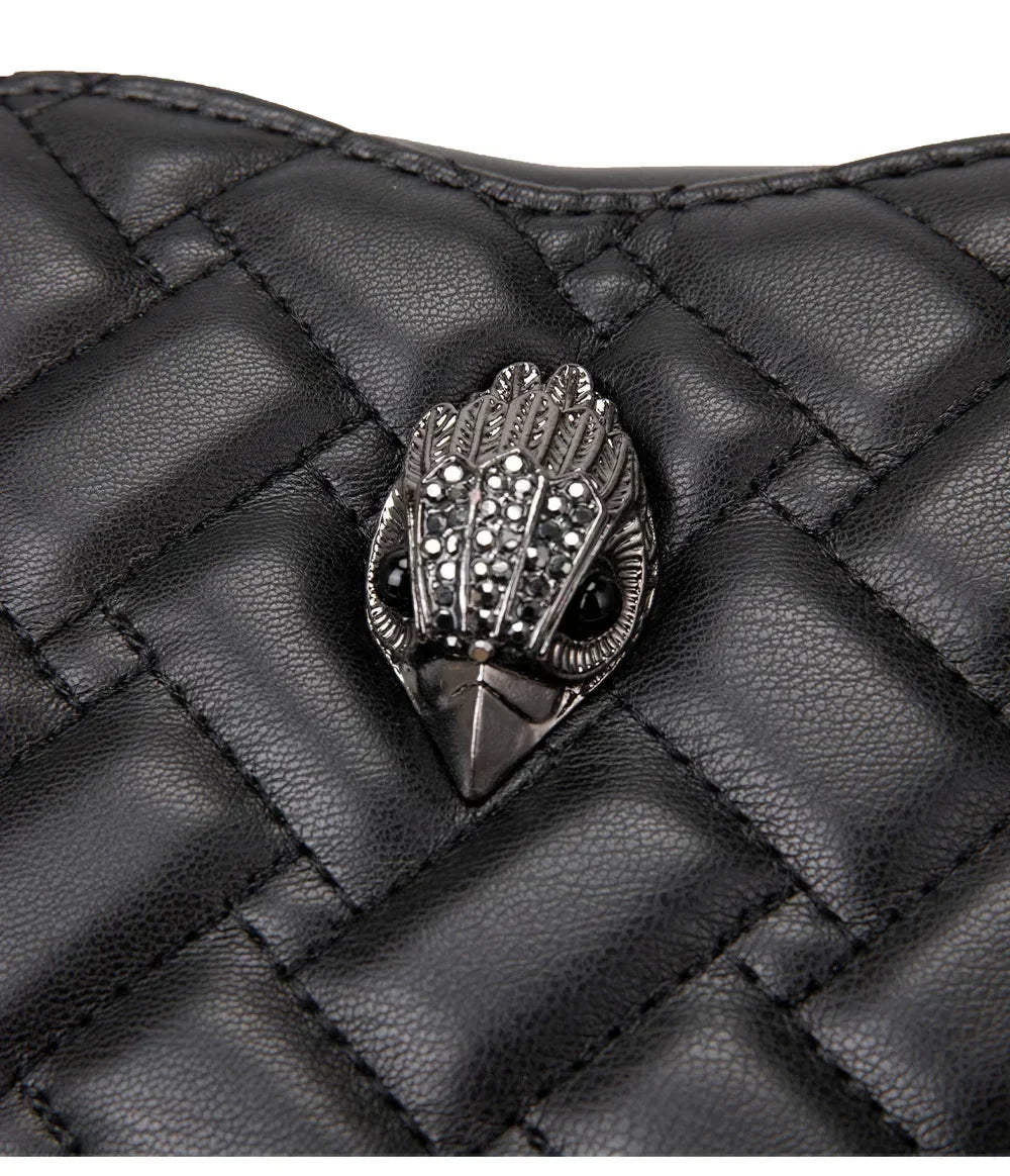 Women’s Heart-Shaped Herringbone Crossbody Bag – Eagle & Bird-Head Chain Detail Purse