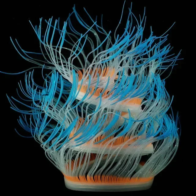 Glow-in-Dark Silicone Coral Aquarium Decor – Fluorescent Sea Anemone Simulation for Fish Tank Landscape