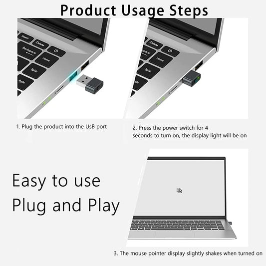 USB Mini Mouse Mover / Jiggler – Plug & Play Computer Activity Simulator with On/Off Button