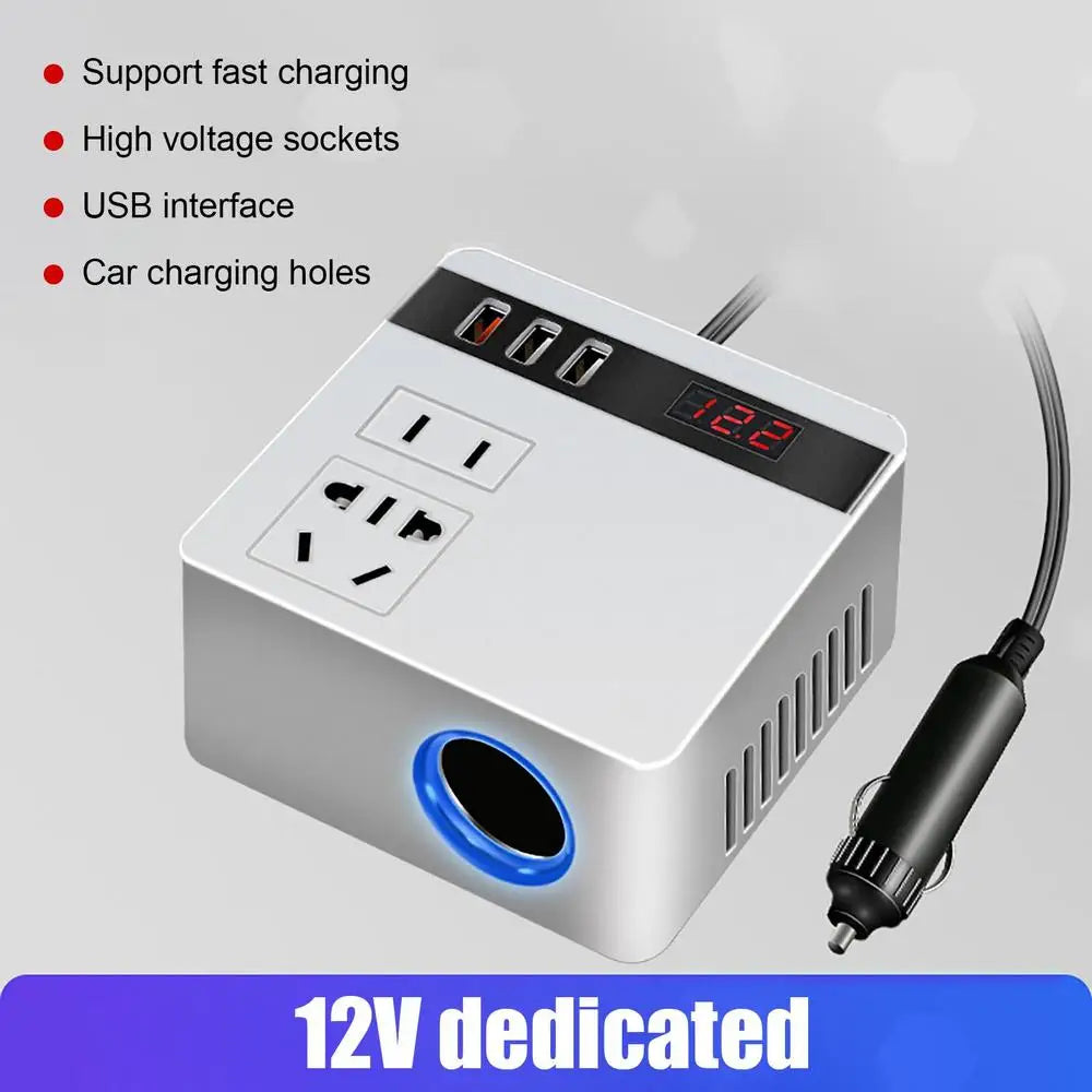 150W Car Power Adapter – Household Plug Outlet Converter & Quick Charger for Travel, Air Compressors & Car Accessories