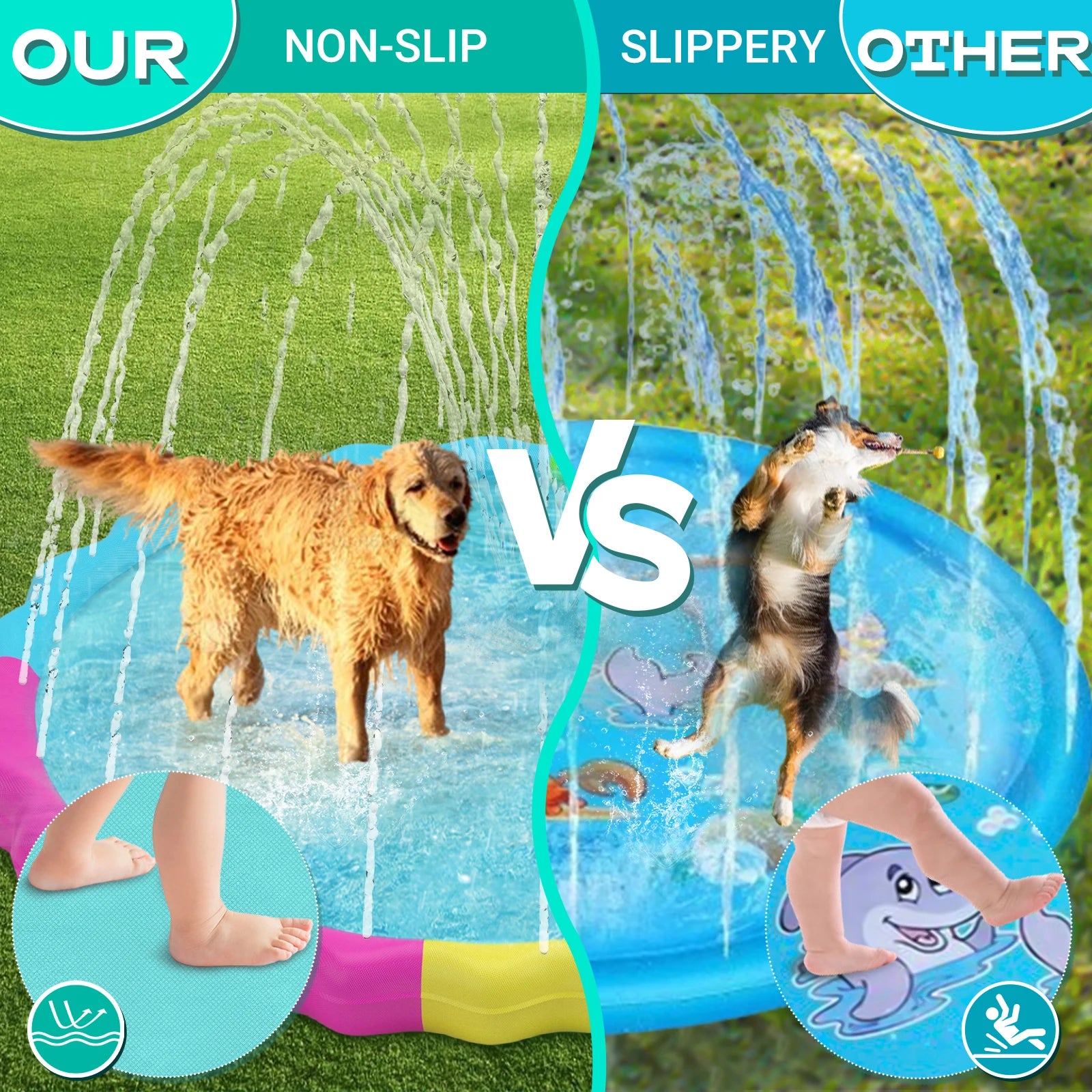 Dog Splash Pad – Non-Slip Outdoor Sprinkler Pool for Pets (Summer Water Play Toy)