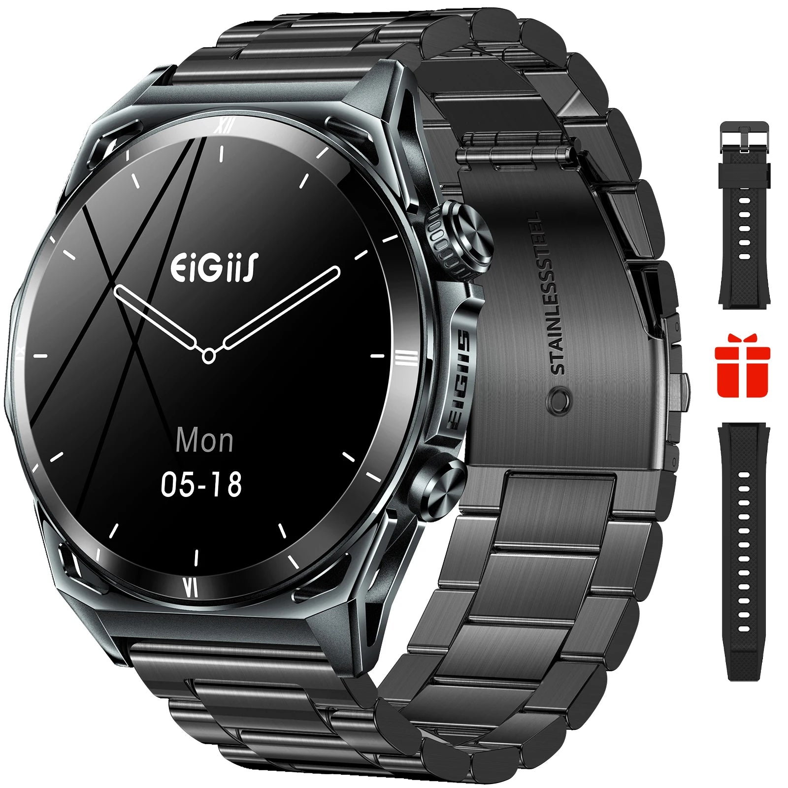 EIGIIS KE6 Smart Watch – 1.43” AMOLED Sports Watch for Men with Bluetooth Call, Health Monitoring & IP68 Waterproof Design