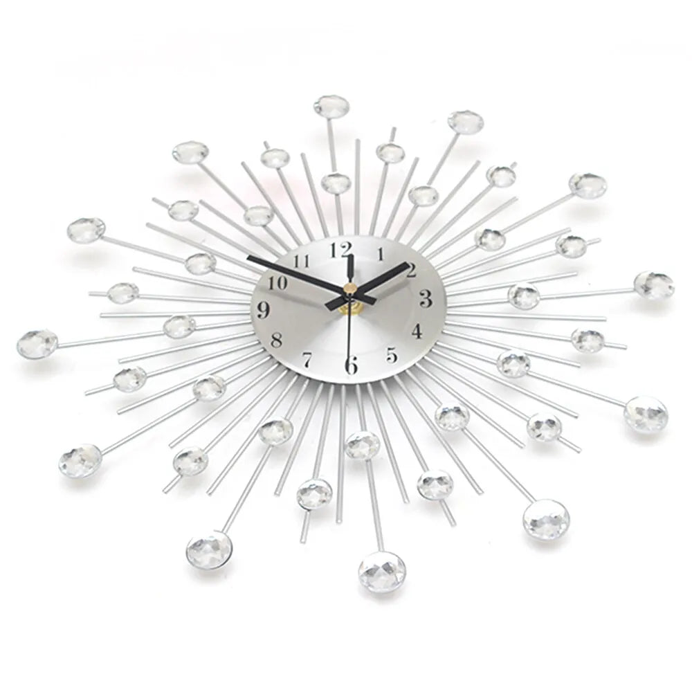 13-Inch Crystal Glass Wall Clock – Silent Movement Luxury Wall Clock for Living Room & Home Décor
