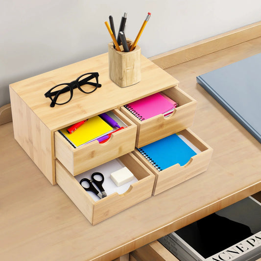 4-Drawer Desktop Organizer – Minimalist Storage Box for Office, Classroom & Study