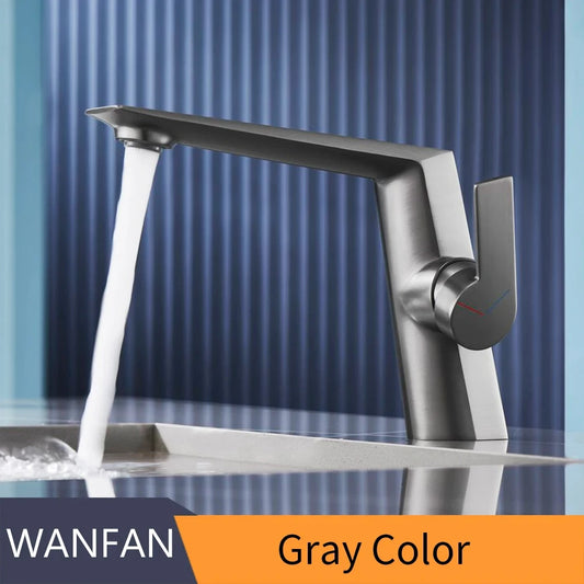 Brushed Gold Bathroom Faucet – Single Hole Brass Basin Mixer Tap with Hot & Cold Water Control 🚰✨