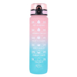 1000ml Motivational Water Bottle with Handle – Frosted Gradient Time Marker Fitness Cup