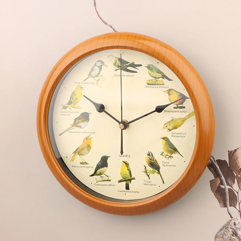 Singing Bird Wall Clock – Creative Quiet Round Hanging Clock for Living Room, Office & Home Décor