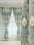 Vintage-Style Embroidered Dual-Layer Curtains – 3D Relief Pattern Window Drapes (Single Panel)