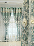 Vintage-Style Embroidered Dual-Layer Curtains – 3D Relief Pattern Window Drapes (Single Panel)