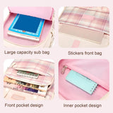 Oxford Fabric Sweet-Color Student Backpack with Plush Doll Pendant – Multi-Compartment School Bag 🏫 🎀