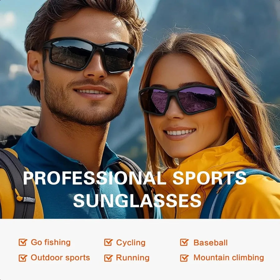 Polarized Sports Sunglasses – UV400 Wrap-Around Glasses for Men & Women, Ideal for Running, Fishing & Driving (TR90 Frame)