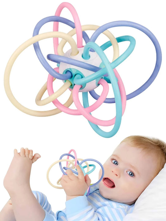 Baby Sensory Teething Ball Toy – BPA-Free Silicone Teether for Babies 0–12 Months, Developmental Sensory Toy for Gum Relief