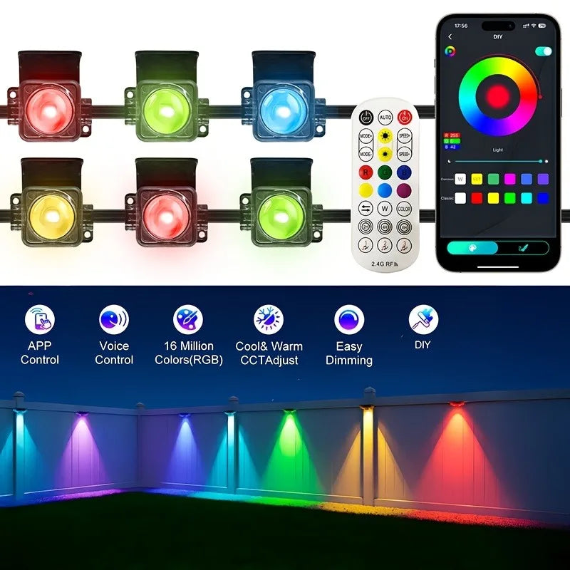 Smart LED Outdoor Lights – App Controlled RGB Gradient Garden & Landscape Lighting with Remote