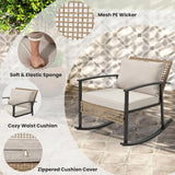 3-Piece Outdoor Rattan Patio Furniture Set with 2 Oversized Chairs & 2-Tier Coffee Table