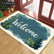 Welcome Door Mat – Bamboo & Pine Design Entry Rug for Home Entrance Décor (Indoor/Outdoor Use)