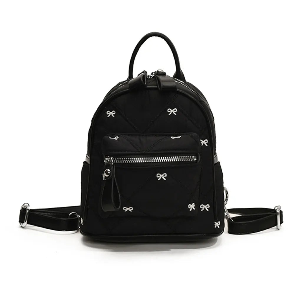 Women’s Bowknot Embroidery Backpack — Large-Capacity Trendy School, Outdoor & Picnic Rucksack