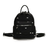 Women’s Bowknot Embroidery Backpack — Large-Capacity Trendy School, Outdoor & Picnic Rucksack