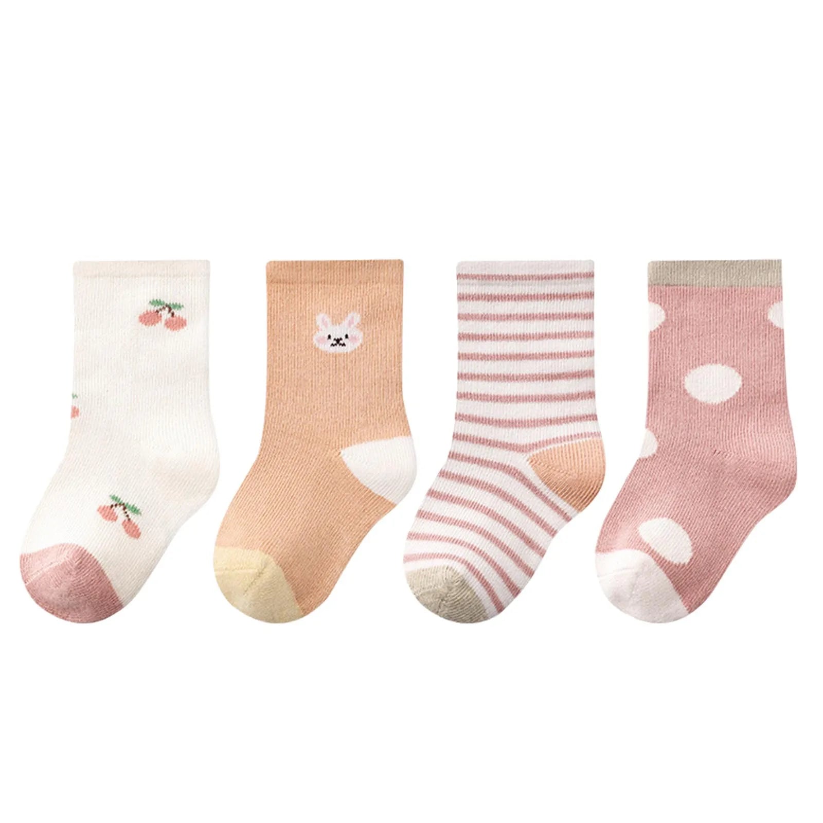 Infant Cartoon Cotton Socks – 4-Piece Baby Boy Socks Set with Thin Breathable Fabric for Summer & Autumn Wear